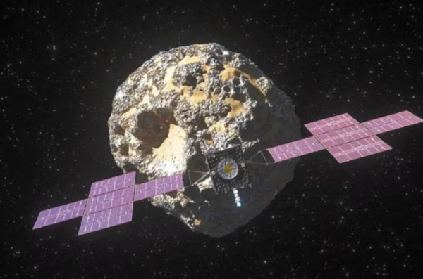 NASA가 그린 소행성 프시케와 프시케 탐사선의 모습 [NASA]