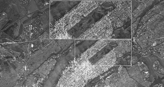 한화시스템 소형 SAR 위성으로 촬영한 뉴욕 맨해튼 중심부의 센트럴 파크. [한화시스템]